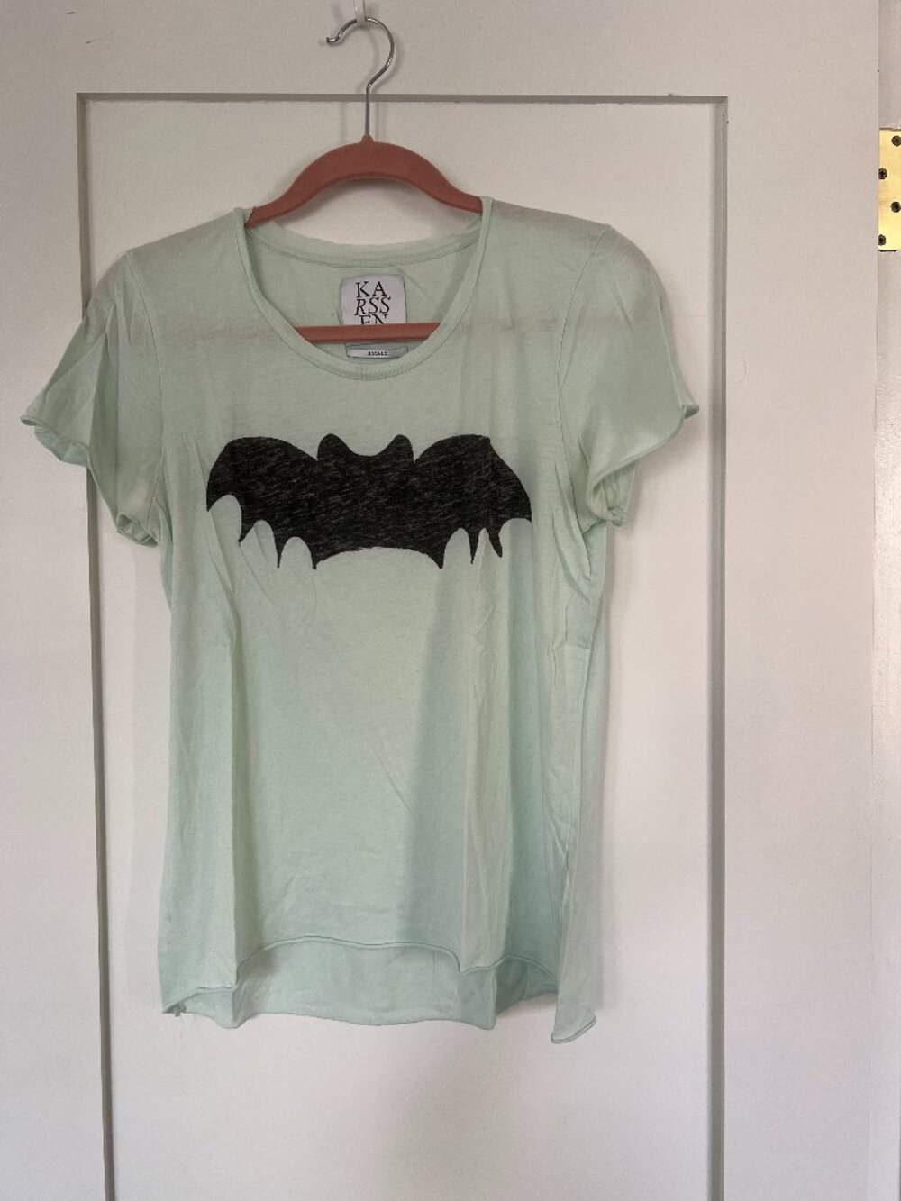 Zoe Karssen light green with black bat T shirt. Size S. Great condition.